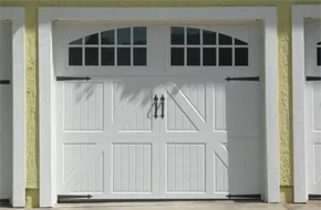 A carriage-style garage door on a home